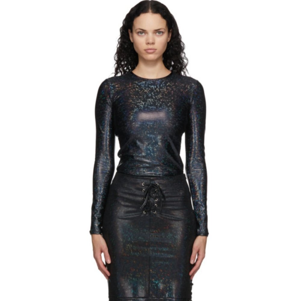Saks Potts Black Shimmer Saya Long Sleeve T-Shirt